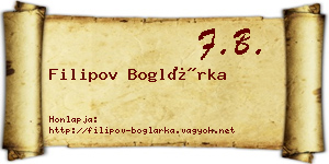 Filipov Boglárka névjegykártya